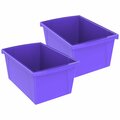 Storex Classroom Storage Bin, 5.5 Gallon, Purple, 2PK 61486U06C